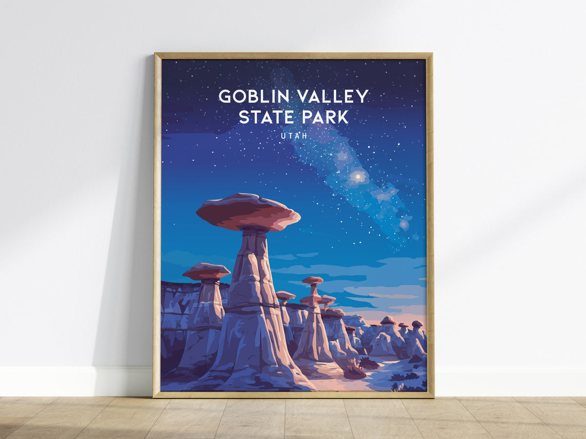 Goblin Valley State Park, Utah Poster | Desert Adventure Framed or Unframed Wall Art — framed wall art