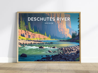 Deschutes River, Oregon Landscape Poster | Destination Print Travel Gift Wall Art — framed wall art