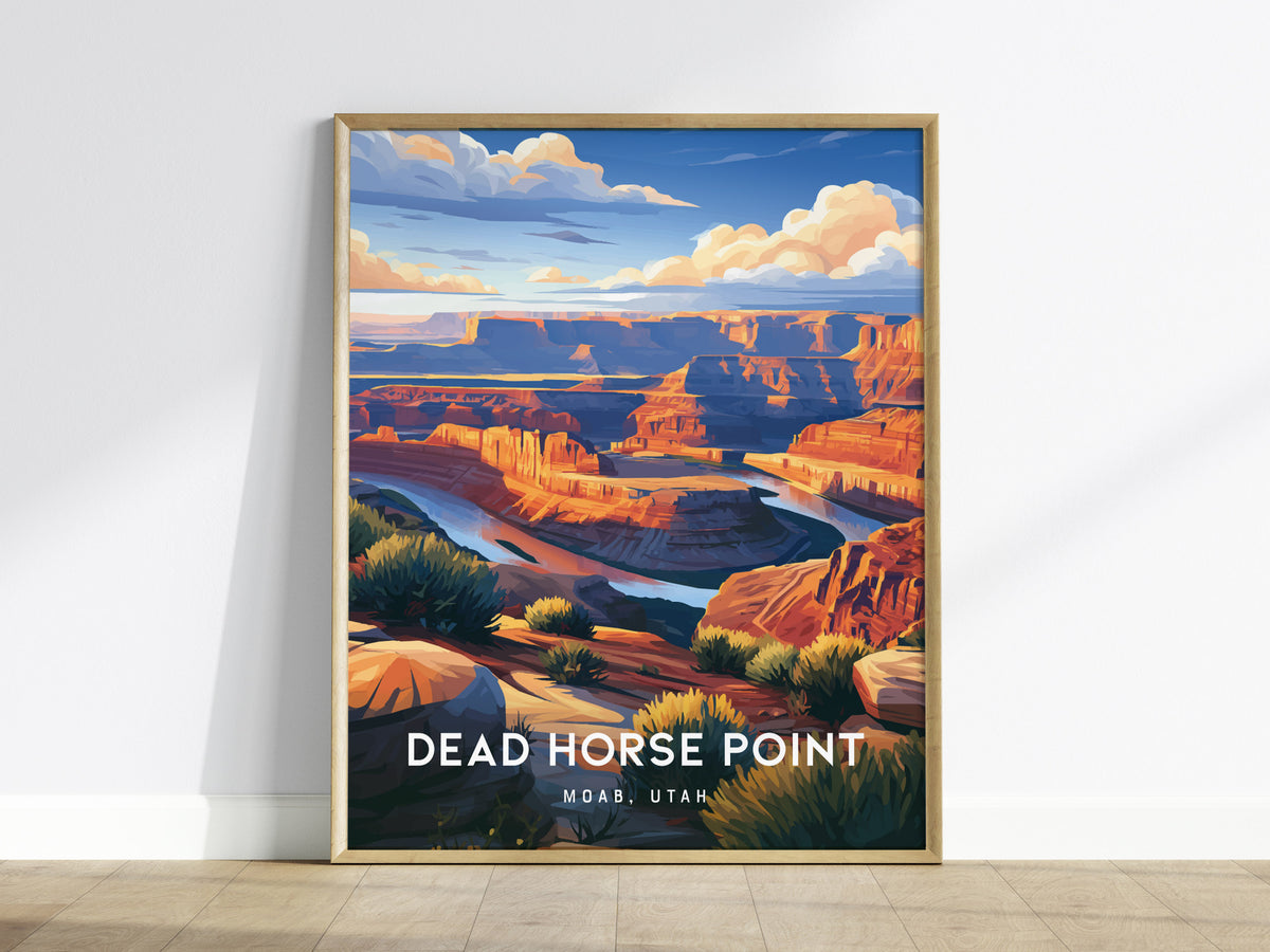 Dead Horse Point, Moab, Utah Poster | Canyon Overlook Destination Print Wall Art — framed wall art