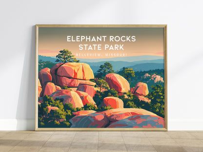 Elephant Rocks State Park Landscape Poster | Belleview, Missouri Framed or Unframed Travel Gift — framed wall art