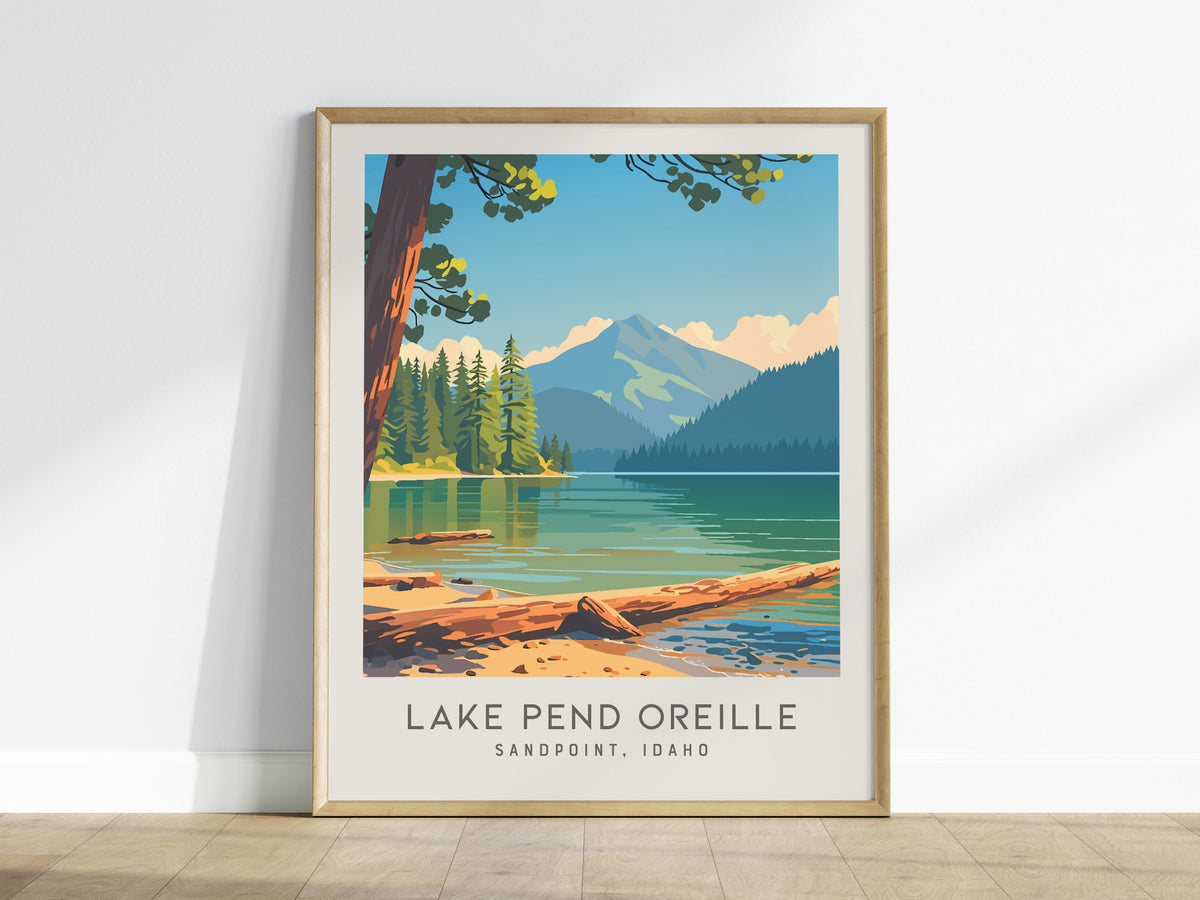Lake Pend Oreille Matte Border Poster | Sandpoint, Idaho Destination Print — framed wall art