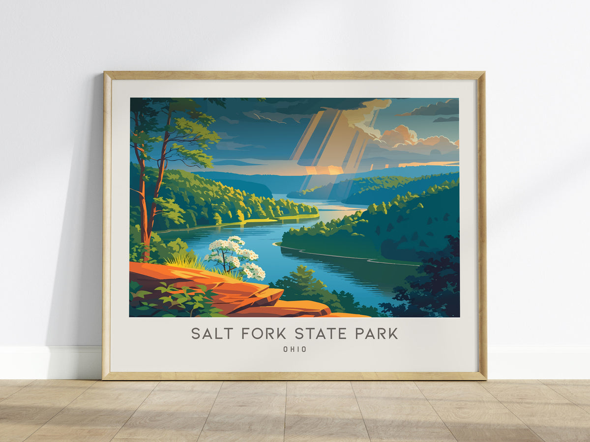 Salt Fork State Park Landscape Matte Border Poster | Ohio Vacation Wall Art — framed wall art