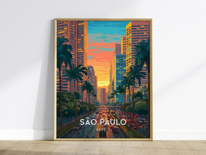 São Paulo, Brazil Poster | Urban Skyline & Tropical Energy Wall Art — framed wall art