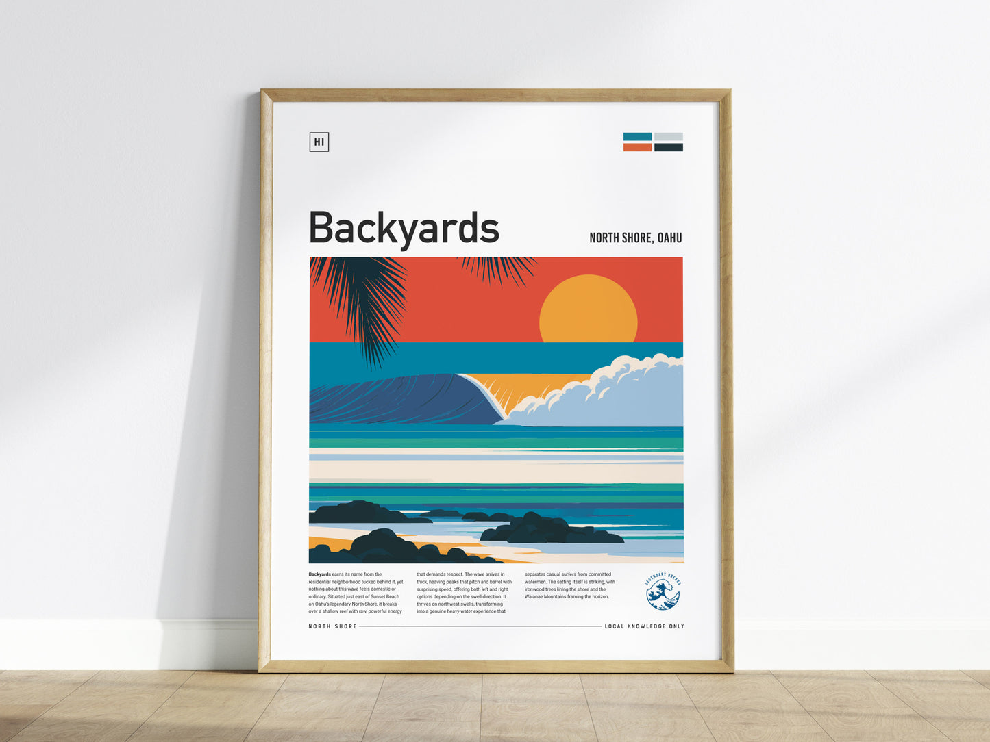 Backyards, Hawaii Poster | Tropical Surf Break Paradise Wall Art — framed wall art
