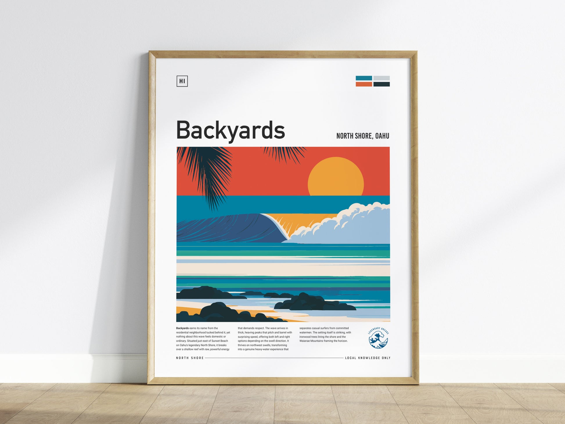 Backyards, Hawaii Poster | Tropical Surf Break Paradise Wall Art — framed wall art