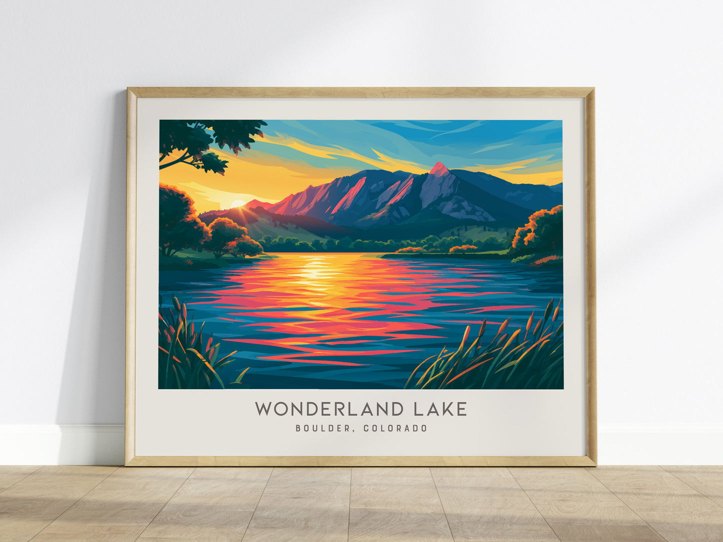 Wonderland Lake Landscape Matte Border Poster | Travel Wall Art — framed wall art