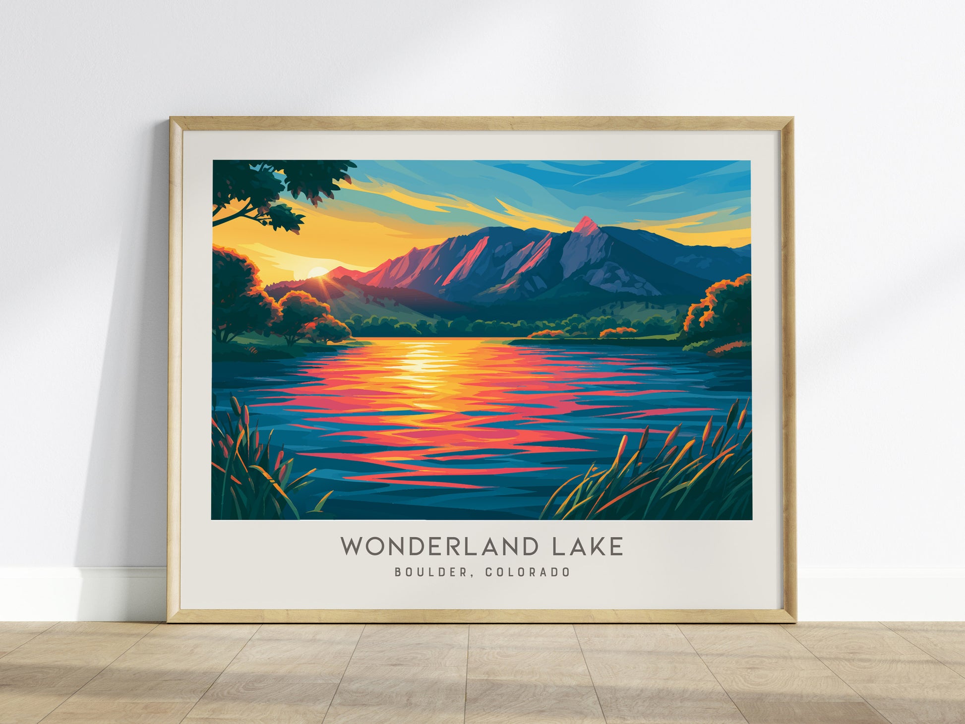 Wonderland Lake Landscape Matte Border Poster | Travel Wall Art — framed wall art