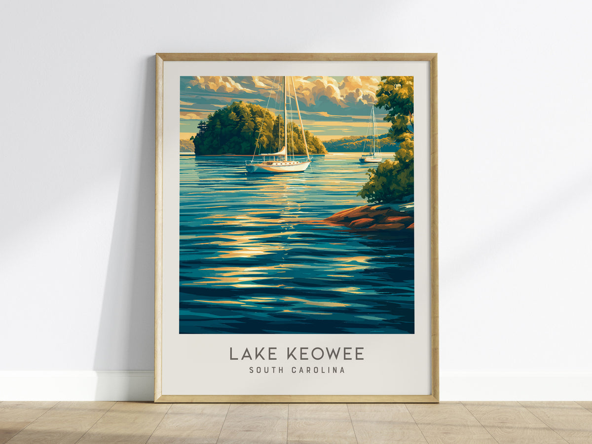 Lake Keowee Matte Border Poster | South Carolina Travel Wall Art — framed wall art