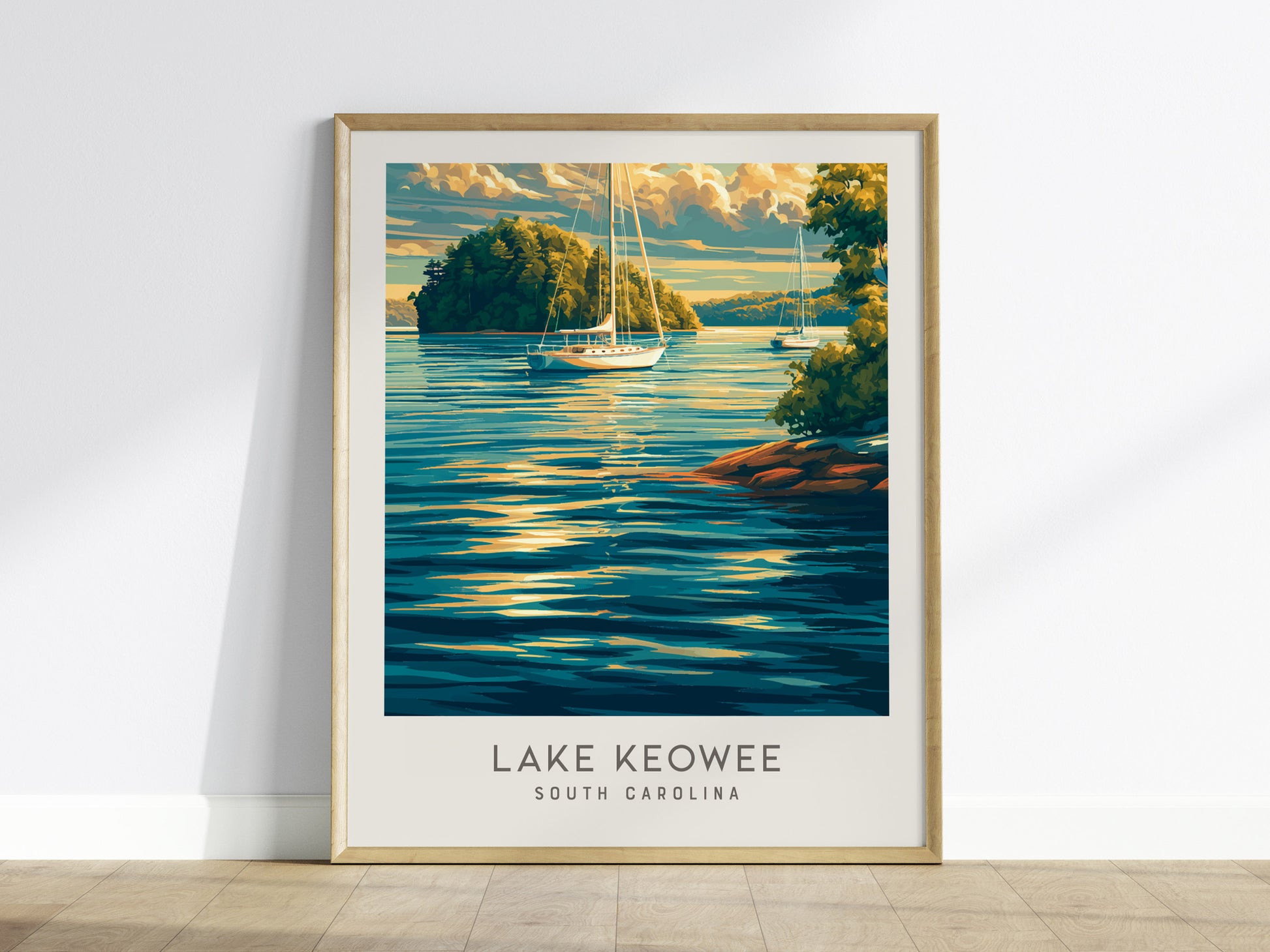 Lake Keowee Matte Border Poster | South Carolina Travel Wall Art — framed wall art