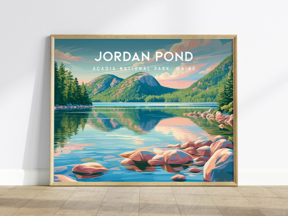 Jordan Pond Landscape Poster | Acadia National Park, Maine Travel Wall Art — framed wall art