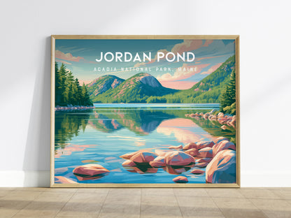 Jordan Pond Landscape Poster | Acadia National Park, Maine Travel Wall Art — framed wall art