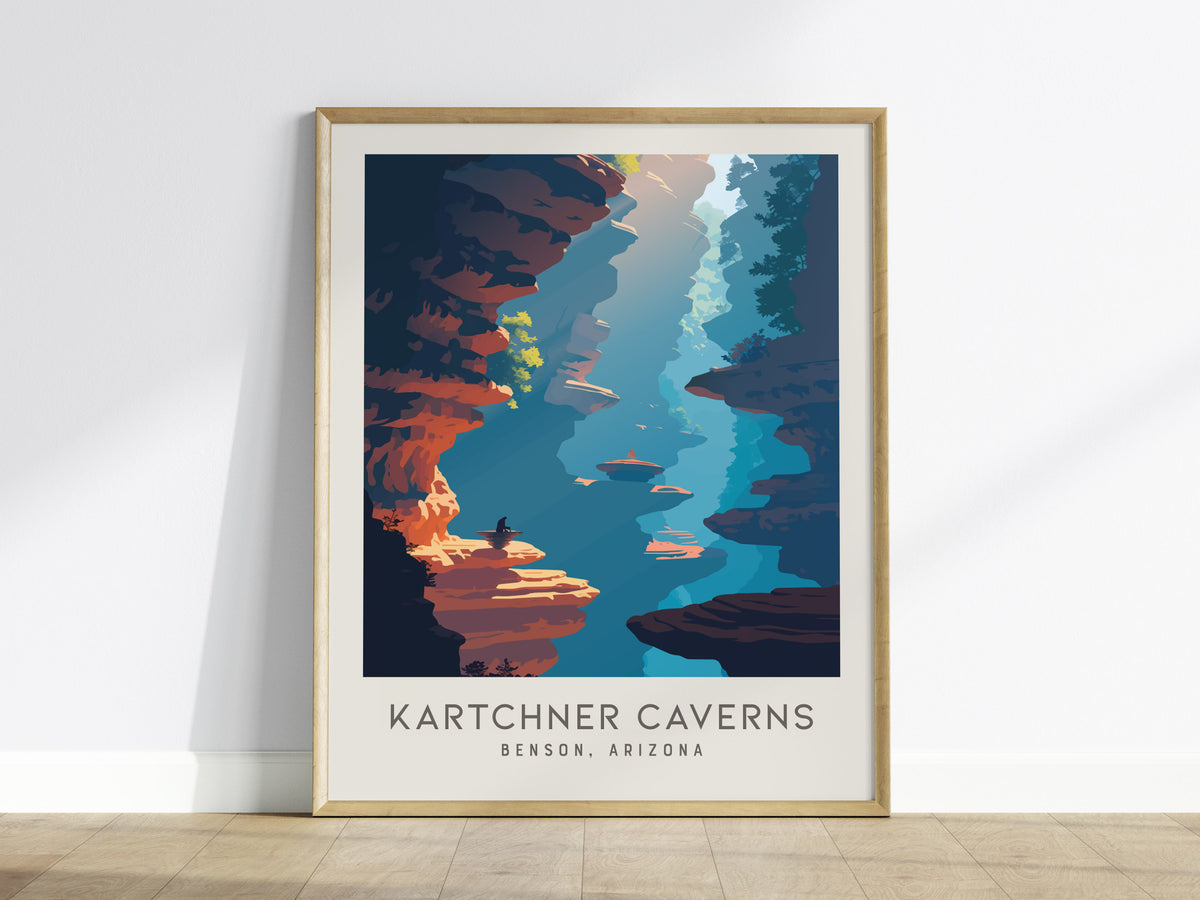 Kartchner Caverns Matte Border Poster | Benson, Arizona Travel Wall Art — framed wall art