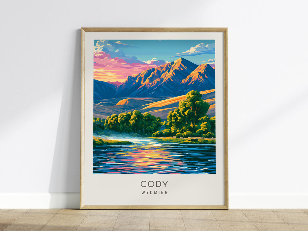 Cody Matte Border Poster | Wyoming Travel Wall Art — framed wall art