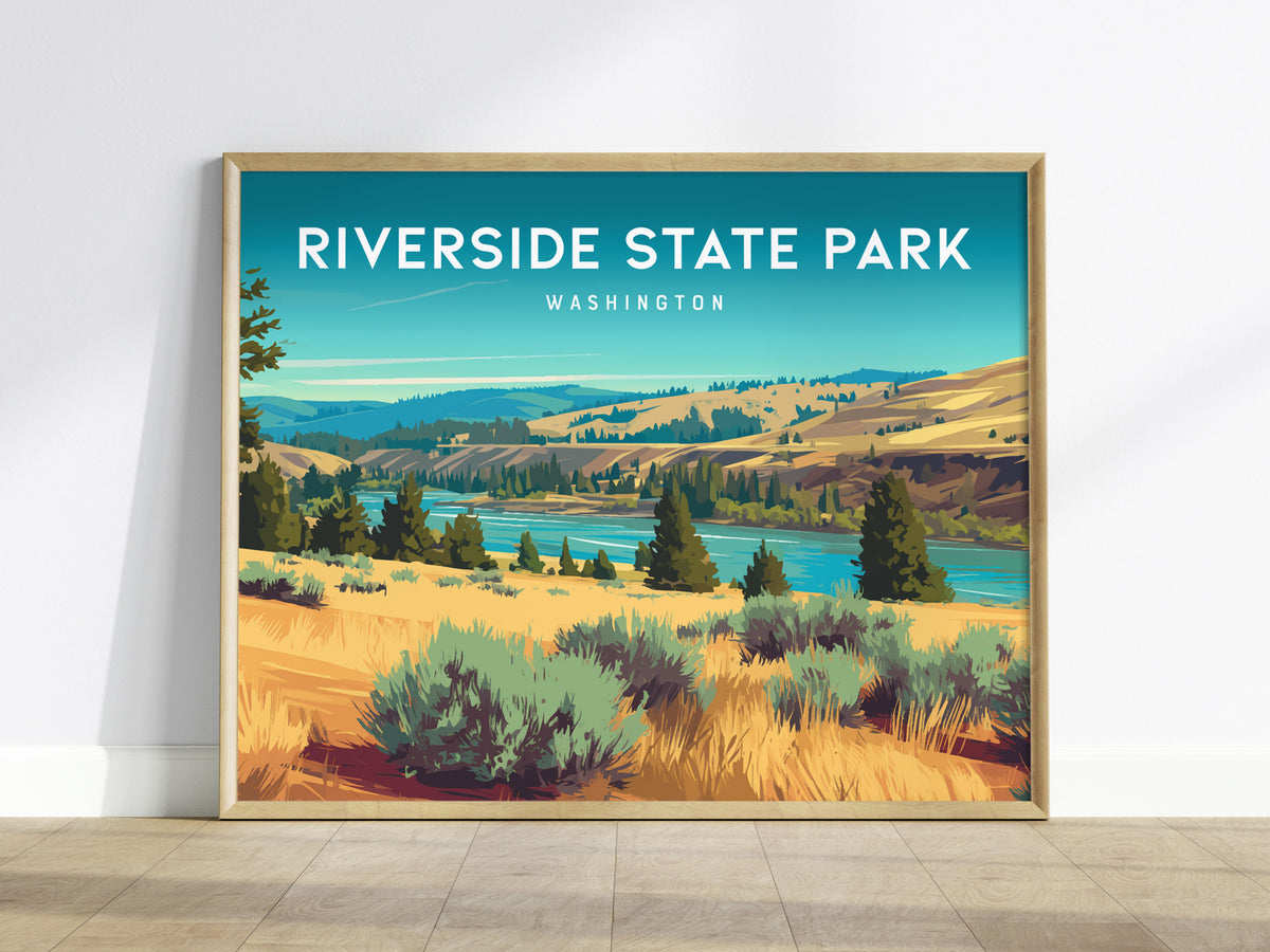 Riverside State Park, Washington Landscape Poster | Pacific Northwest Vacation Wall Art — framed wall art