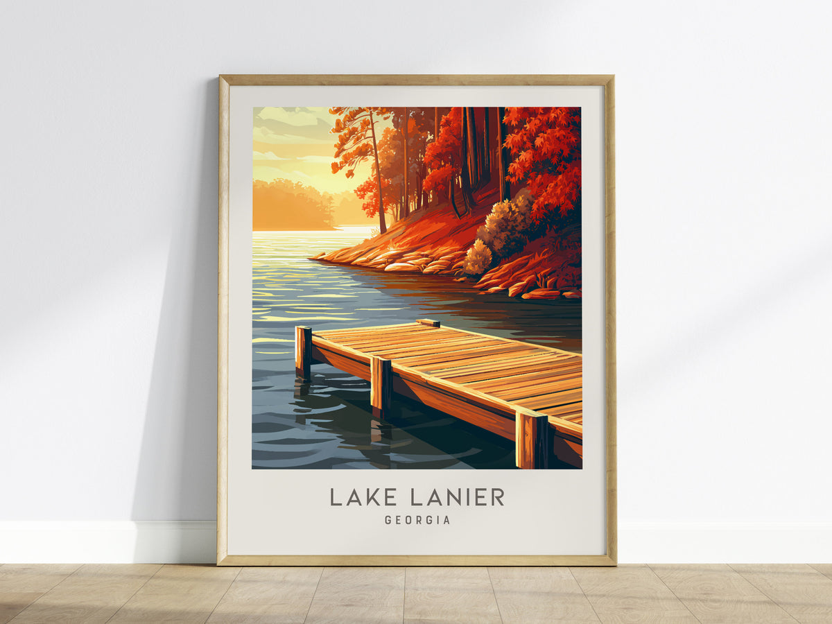 Lake Lanier Matte Border Poster | Georgia Destination Print Travel Wall Art — framed wall art