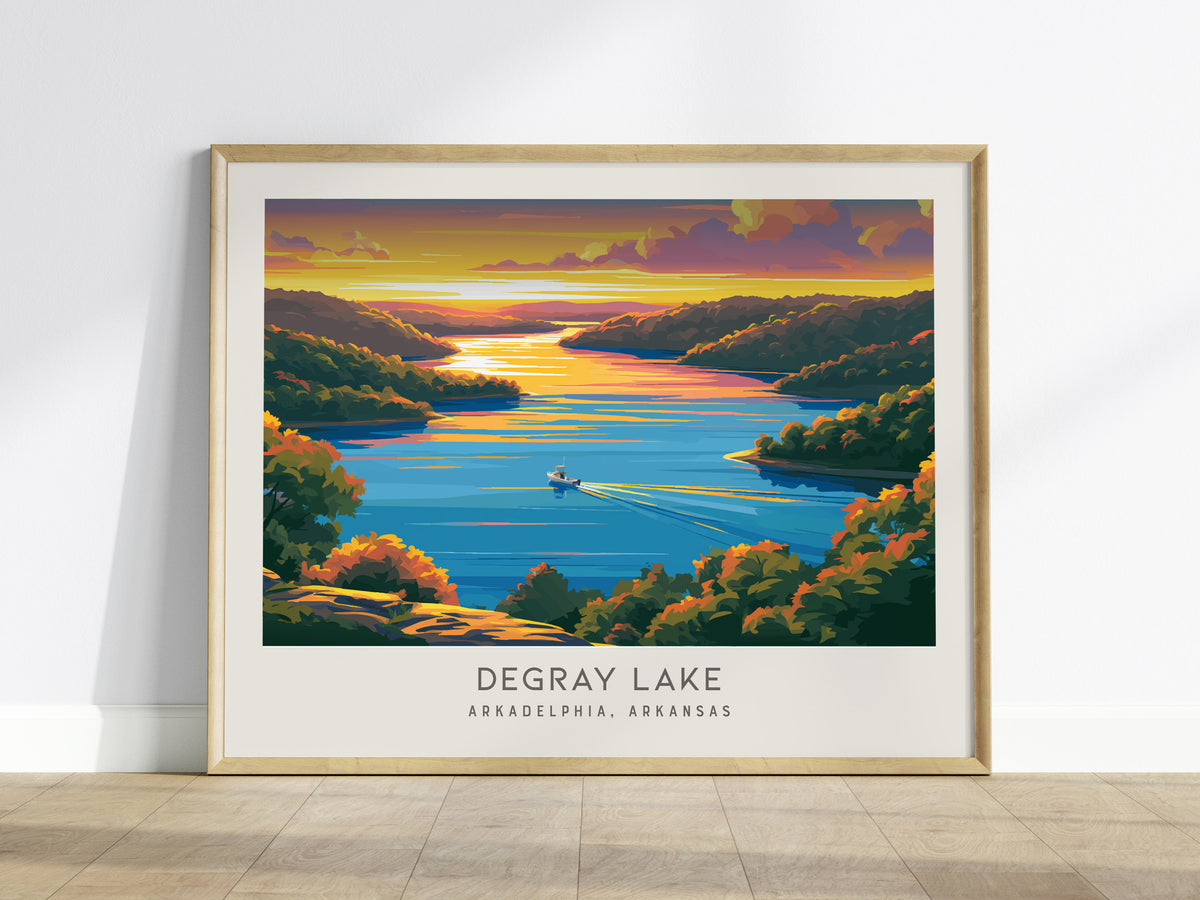 DeGray Lake Landscape Matte Border Poster | Arkadelphia, Arkansas Travel Gift — framed wall art