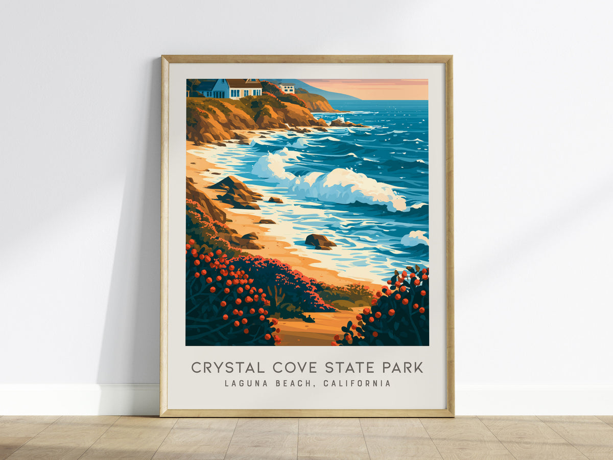 Crystal Cove State Park Matte Border Poster | Laguna Beach, California Travel Wall Art — framed wall art