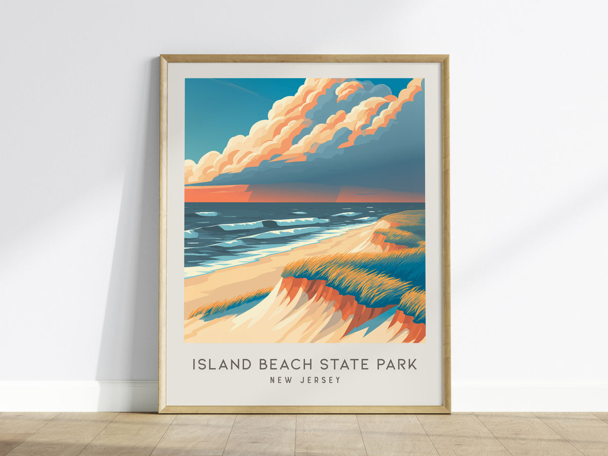Island Beach State Park Matte Border Poster | New Jersey Beach House Decor Travel Wall Art — framed wall art