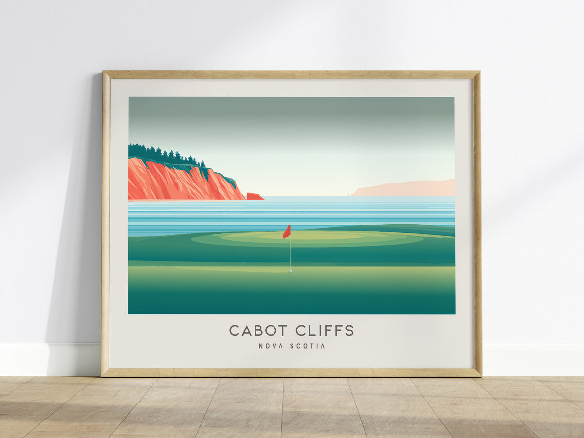Cabot Cliffs Landscape Matte Border Poster | Nova Scotia Country Club Decor Links Poster — framed wall art
