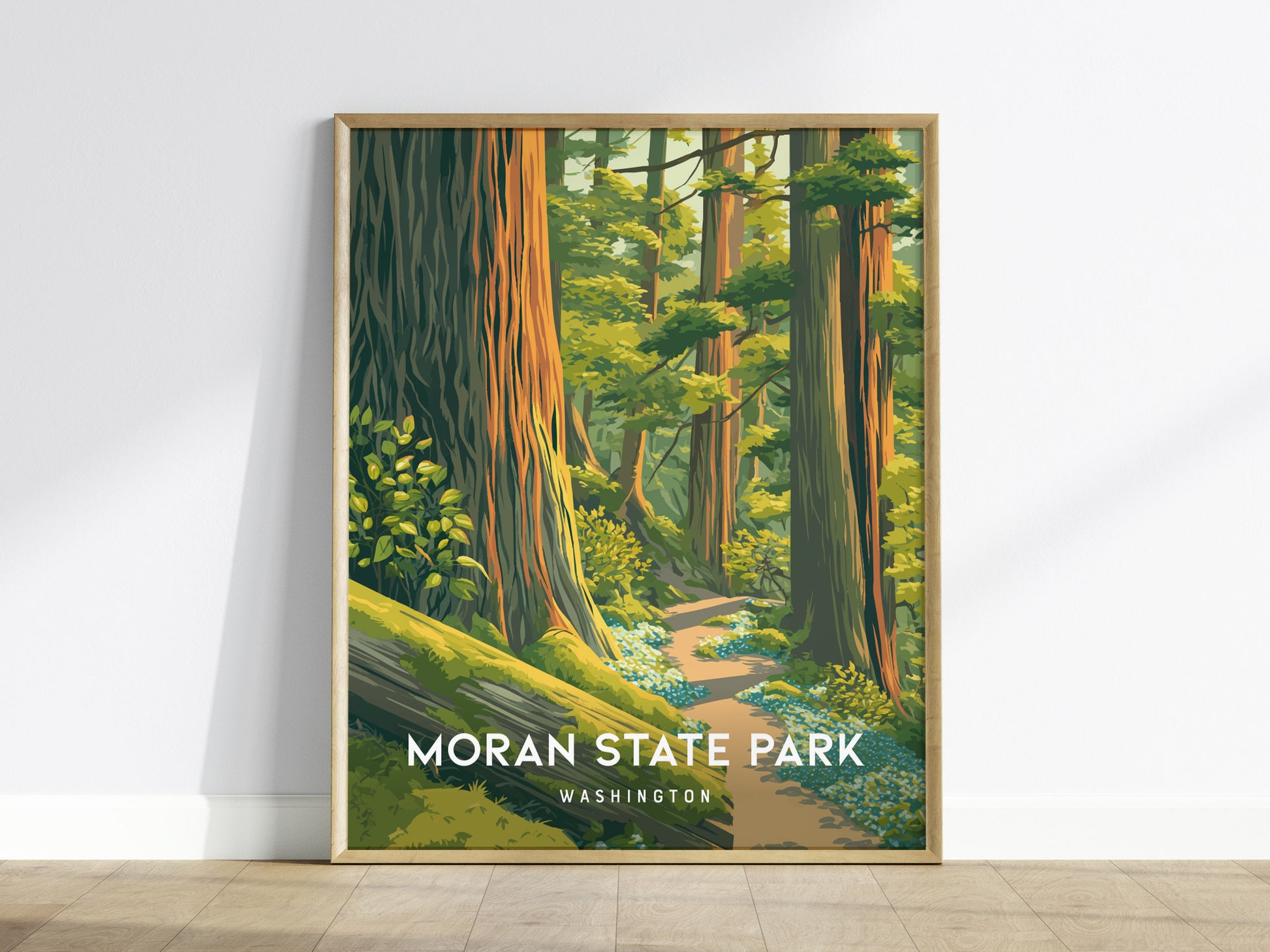 Moran State Park, Washington Poster | Mountain Lake & Evergreen Forest Wall Art — framed wall art