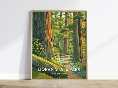 Moran State Park, Washington Poster | Mountain Lake & Evergreen Forest Wall Art — framed wall art
