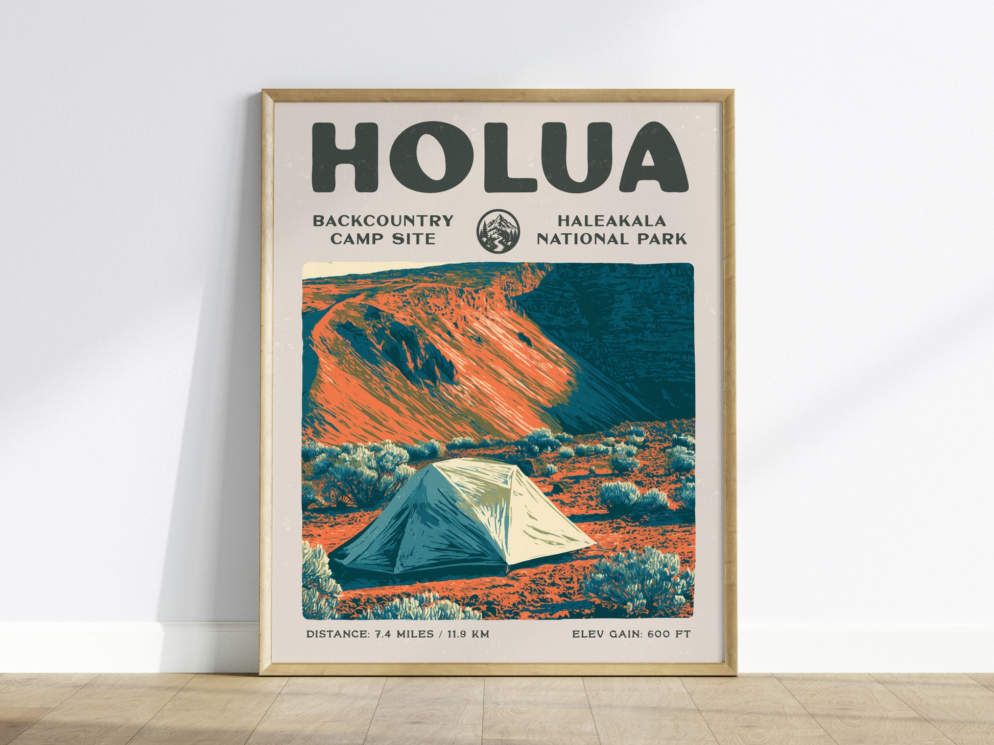 Holua, Haleakala National Park Poster | Hiker Gift | Volcanic Backcountry Trail Wall Art — framed wall art
