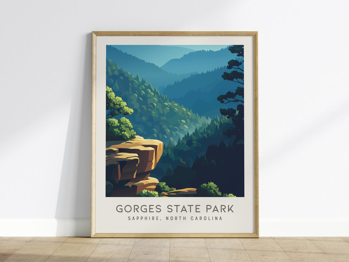 Gorges State Park Matte Border Poster | Sapphire, North Carolina Destination Print — framed wall art
