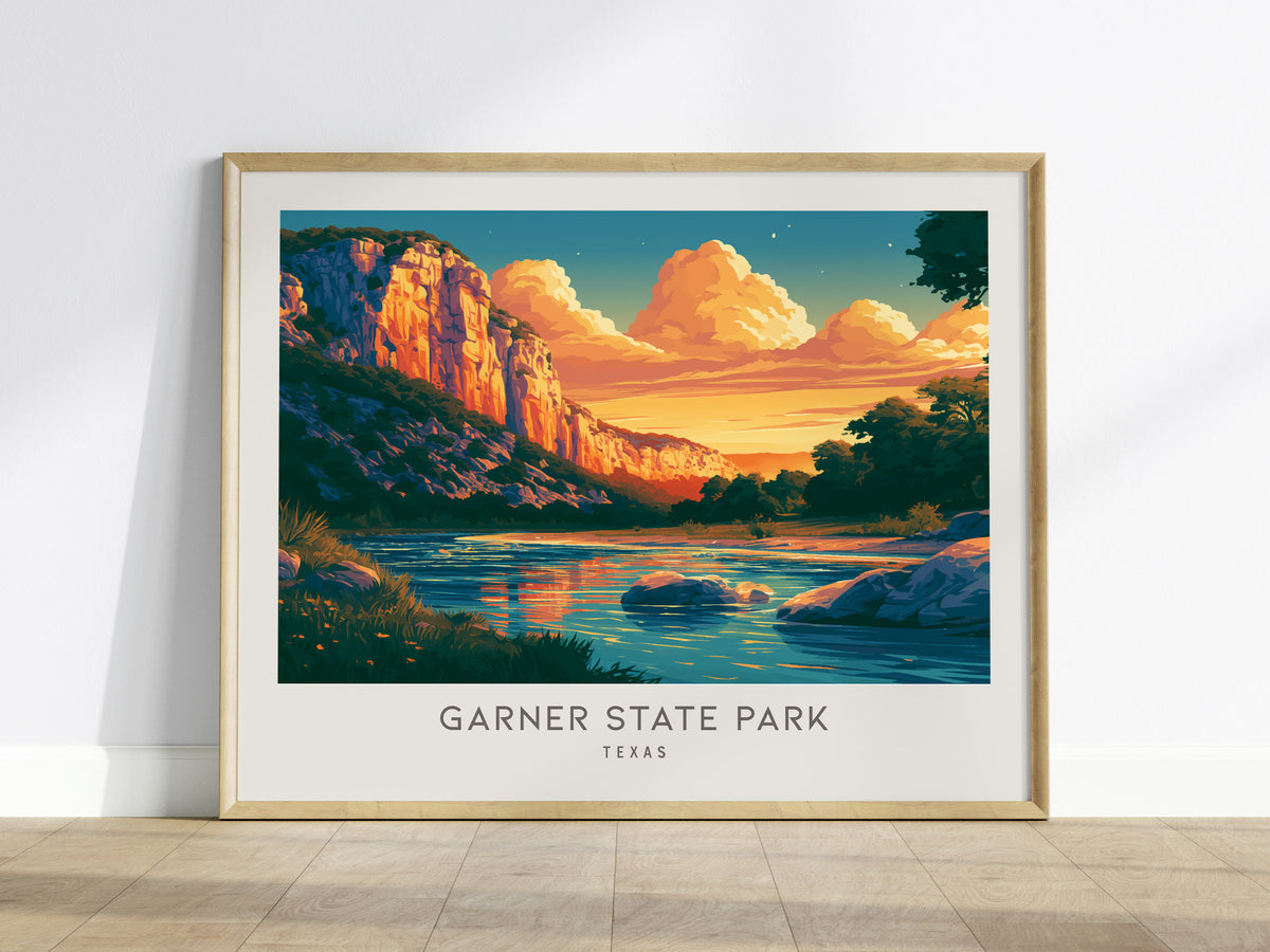 Garner State Park Landscape Matte Border Poster | Texas Hill Country Vacation Wall Art — framed wall art