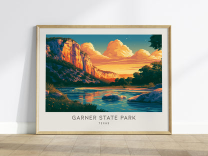 Garner State Park Landscape Matte Border Poster | Texas Hill Country Vacation Wall Art — framed wall art
