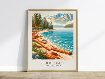 Redfish Lake Matte Border Poster | Stanley, Idaho Travel Wall Art — framed wall art