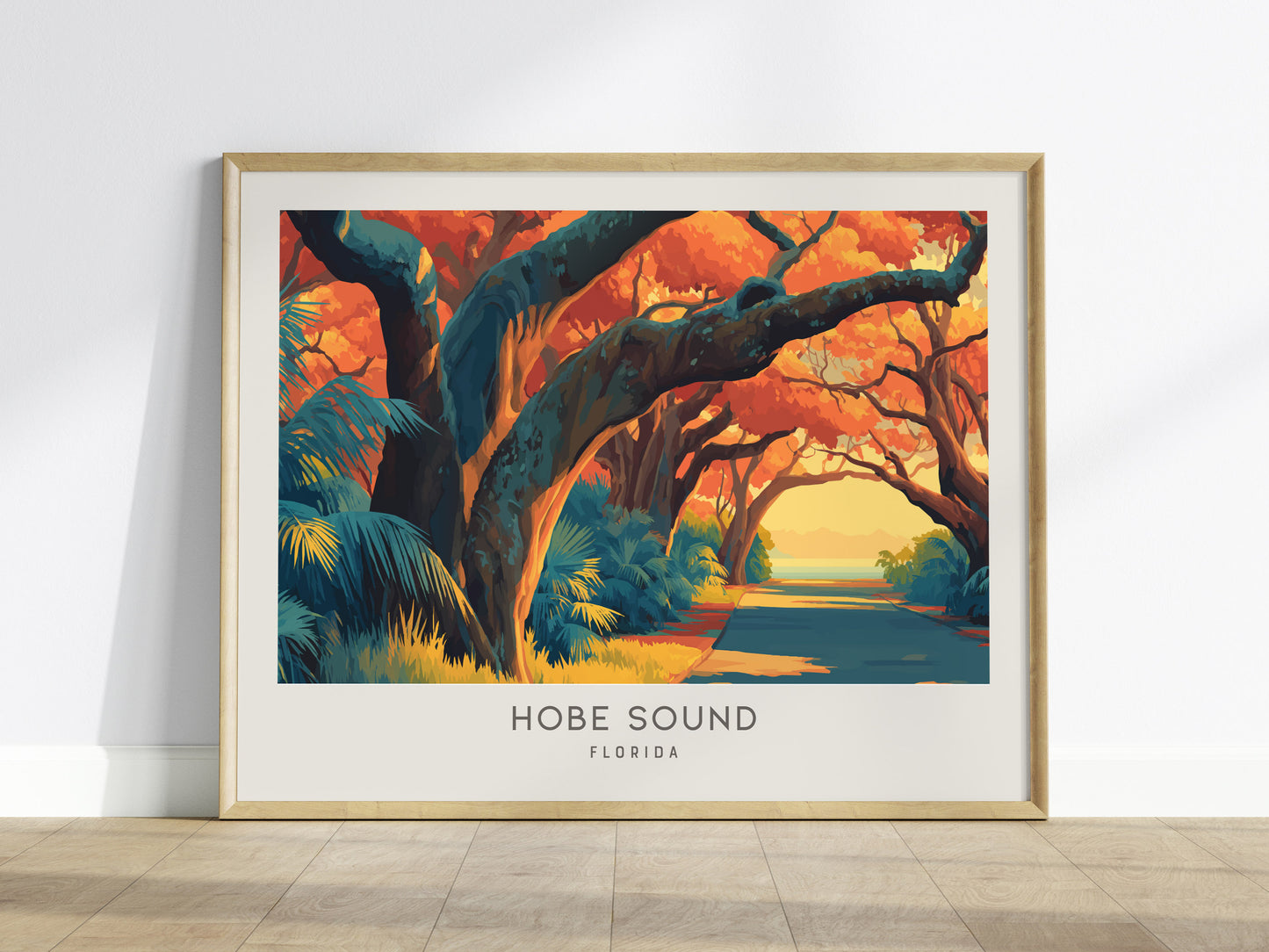 Hobe Sound Landscape Matte Border Poster | Florida Coastal Decor Vacation Home Gift Wall Art — framed wall art