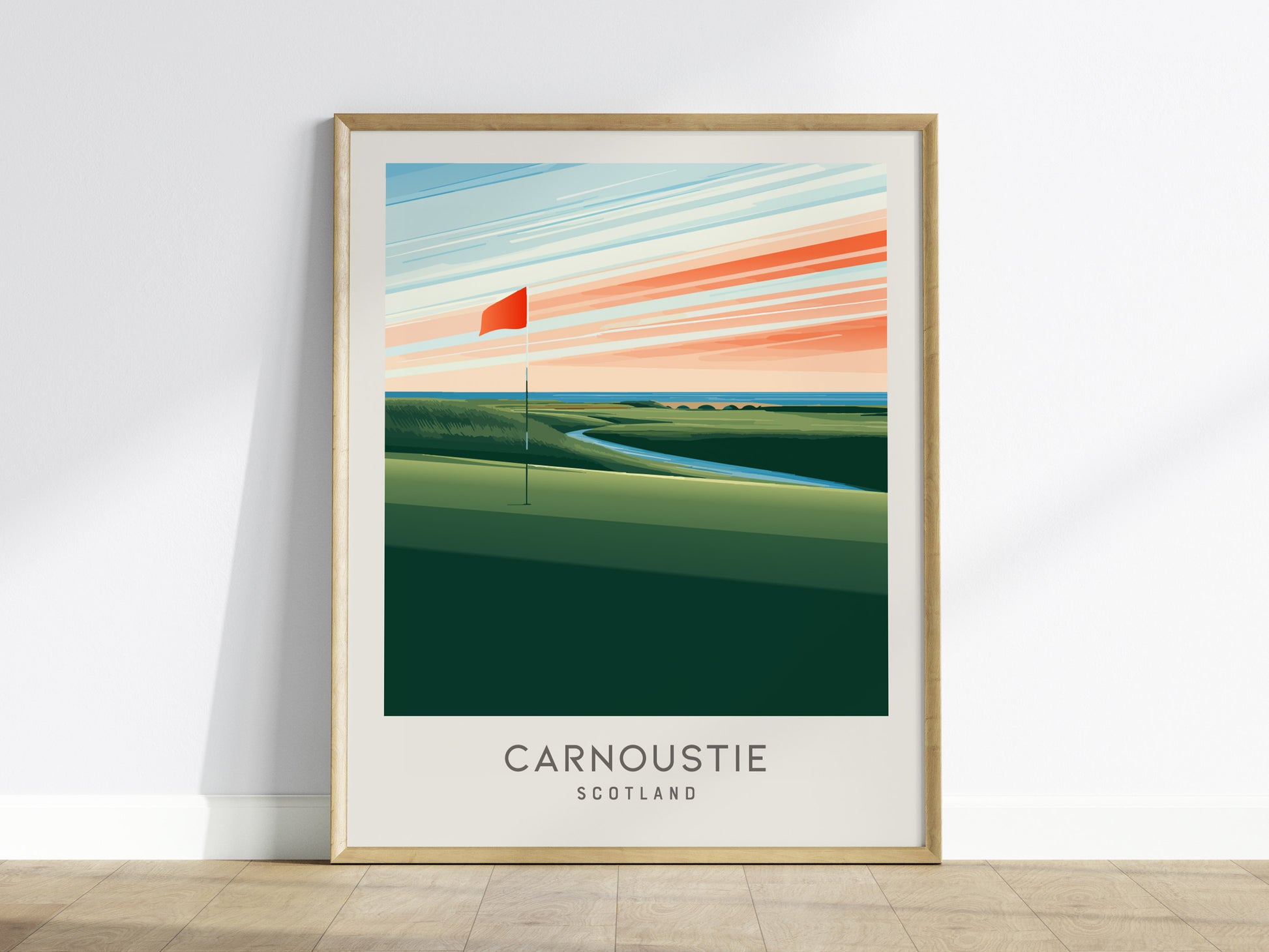 Carnoustie Matte Border Poster | Scotland Links Poster Golf Wall Art — framed wall art