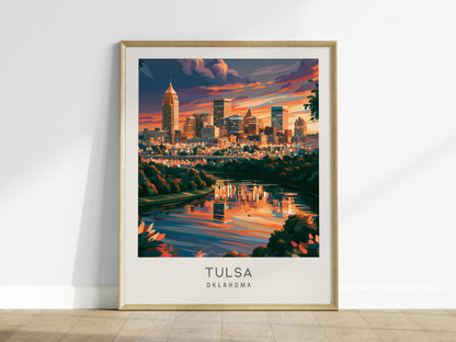Tulsa Matte Border Poster | Oklahoma Destination Print Travel Wall Art — framed wall art