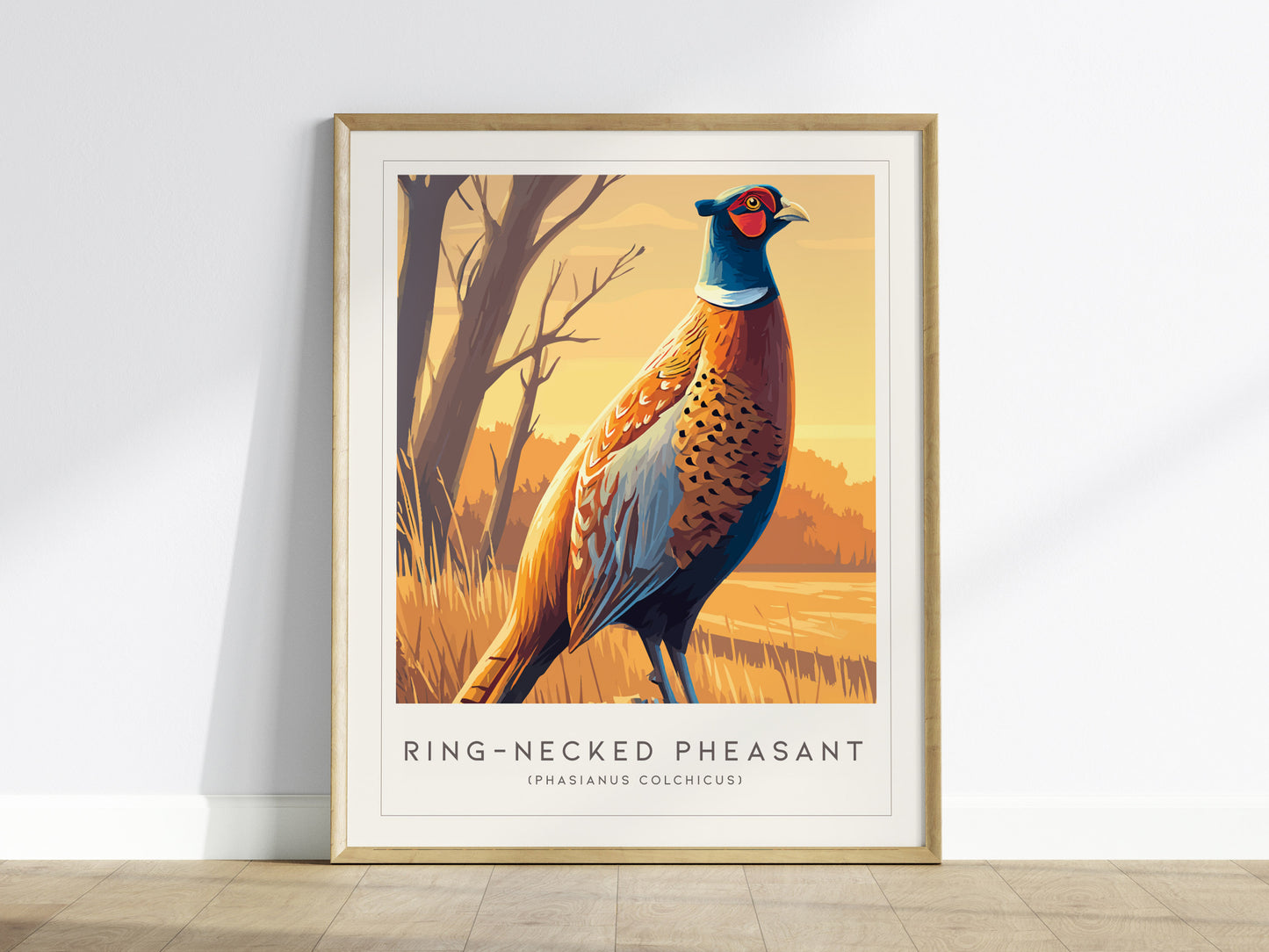 Ring-necked Pheasant Poster | Vibrant Gamebird Wildlife Art Wall Art — framed wall art