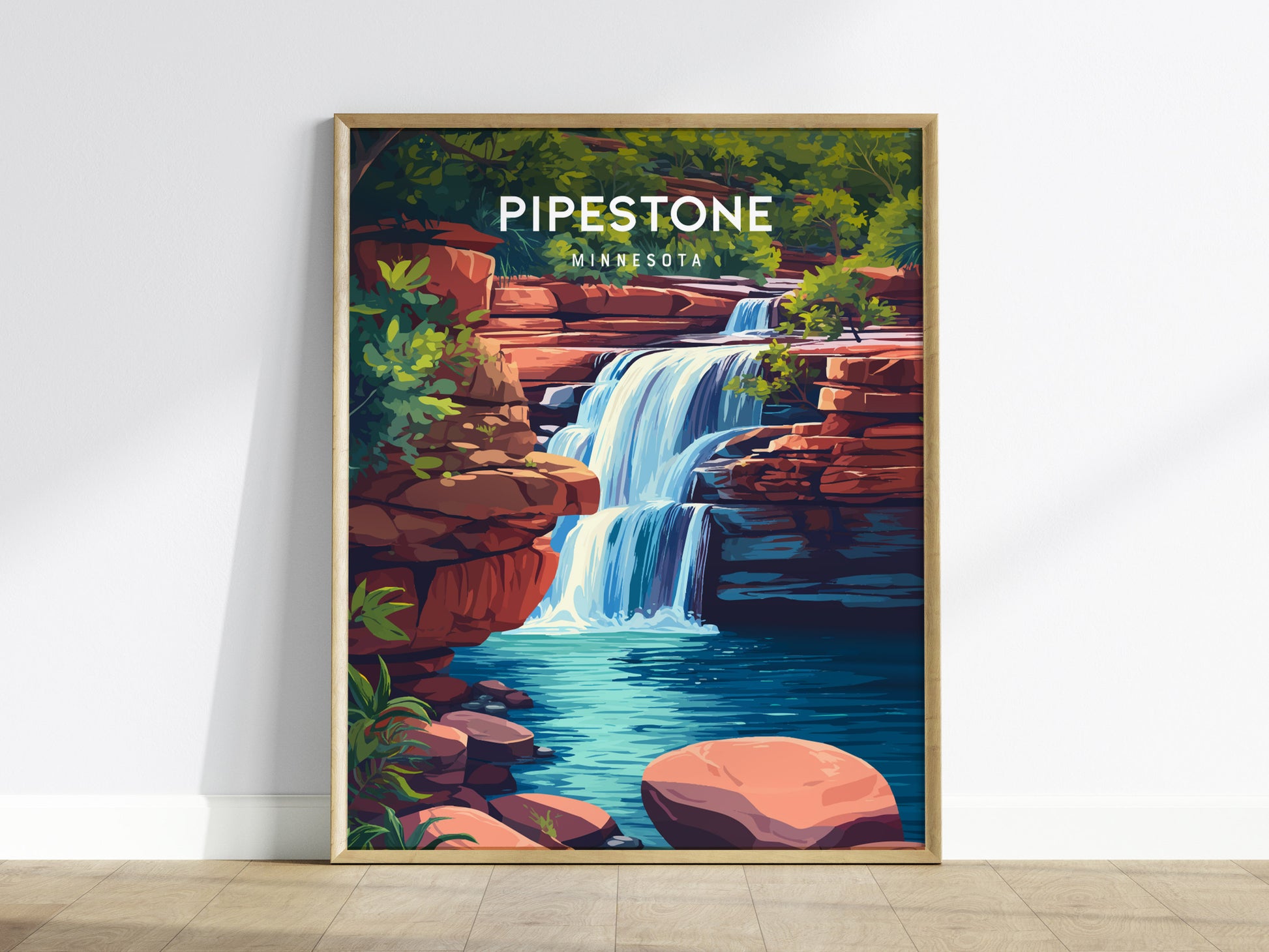 Pipestone, Minnesota Poster | Sacred Quarry & Prairie Sunset Wall Art — framed wall art