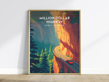 Million Dollar Highway, Ouray, Colorado Poster | Alpine Mountain Pass Travel Wall Art — framed wall art