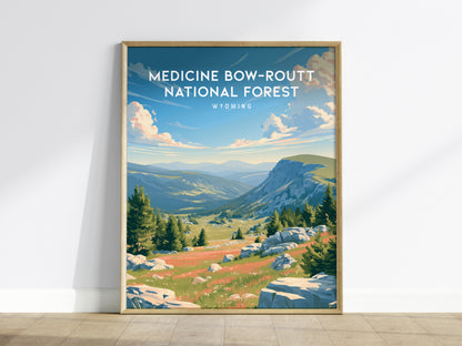 Medicine Bow-Routt National Forest, Wyoming Poster | Alpine Wilderness & Mountain Meadows Wall Art — framed wall art