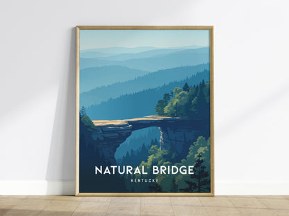 Natural Bridge, Kentucky Poster | Ancient Stone Arch Forest Wall Art — framed wall art