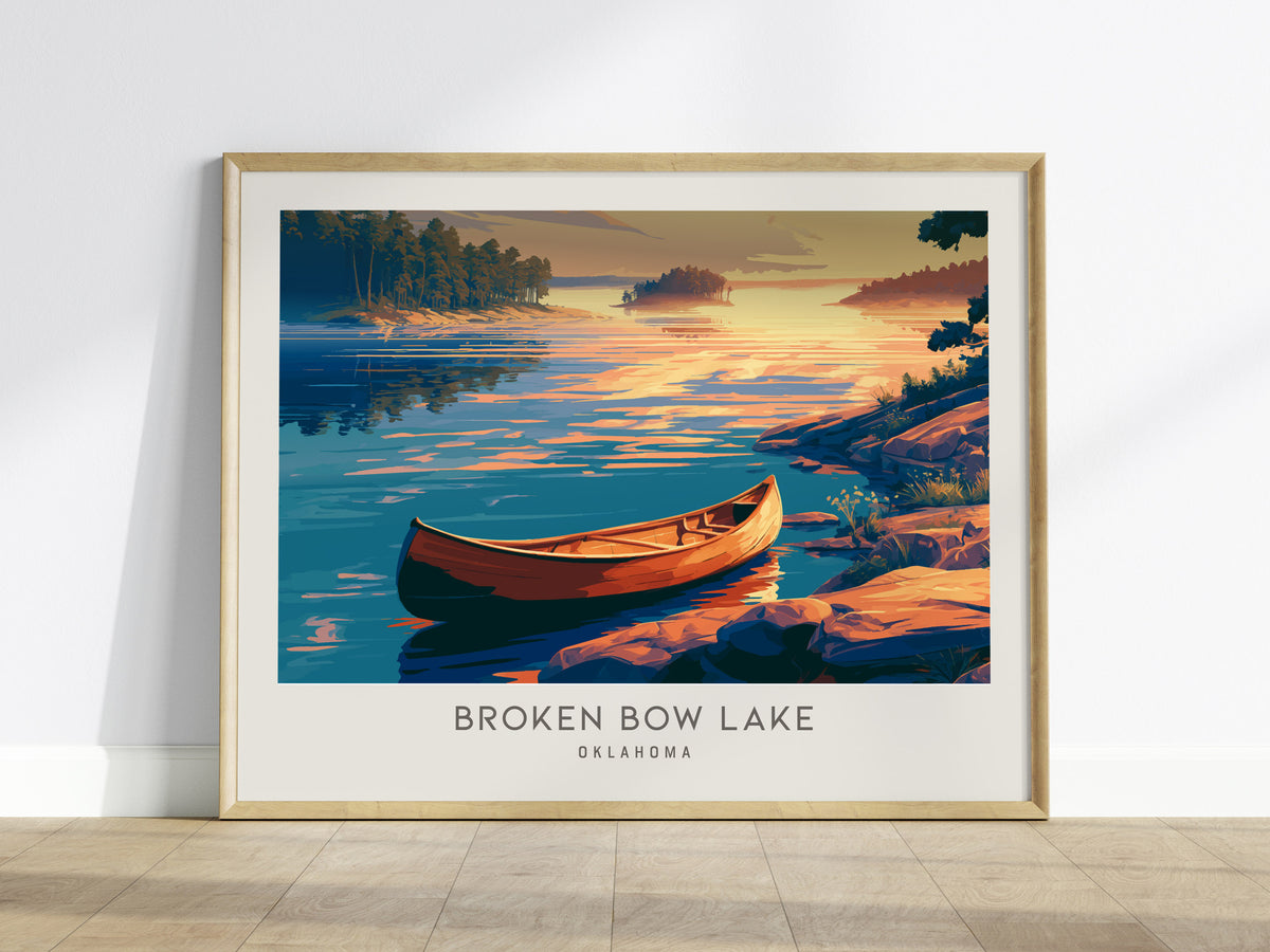 Broken Bow Lake Landscape Matte Border Poster | Oklahoma Travel Wall Art — framed wall art