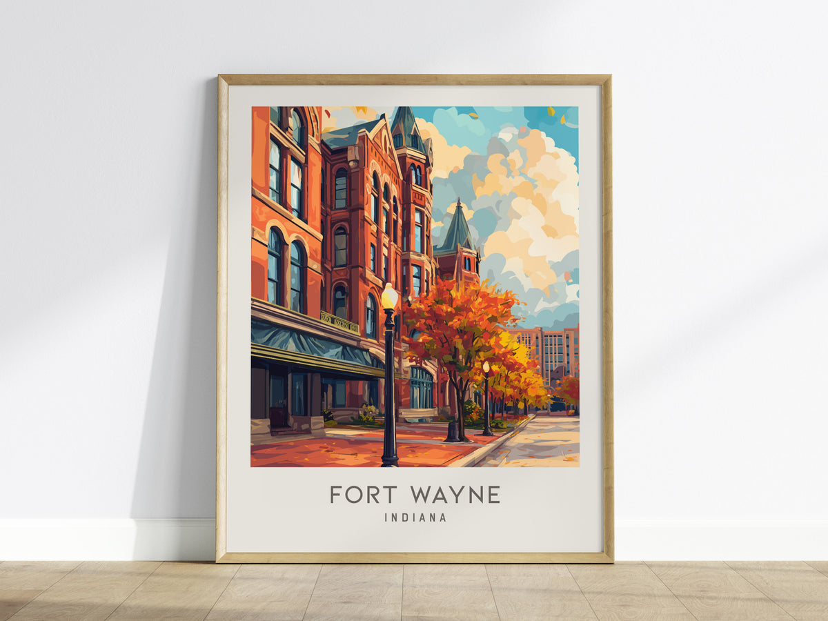 Fort Wayne Matte Border Poster | Indiana Travel Wall Art — framed wall art