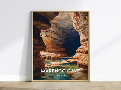 Marengo Cave, Indiana Poster | Underground Adventure Destination Print Wall Art — framed wall art