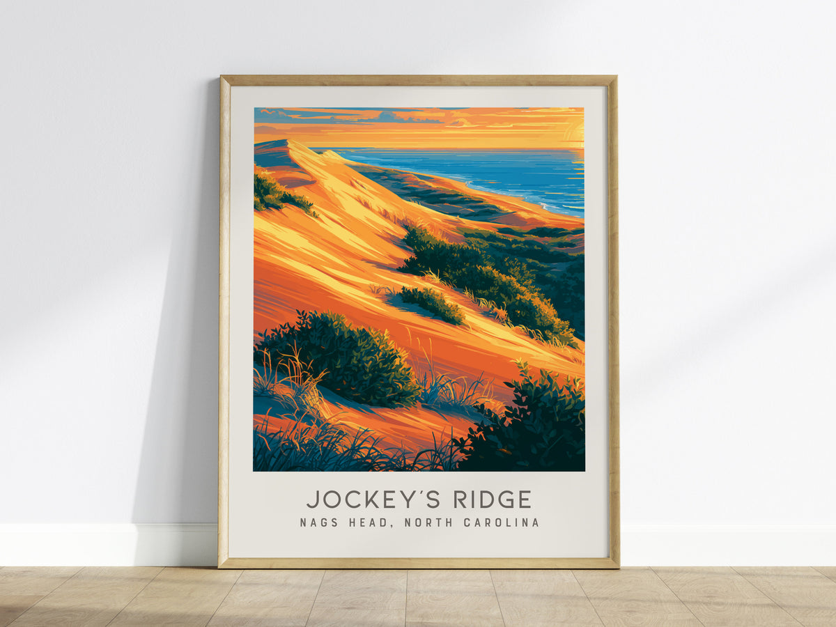 Jockey's Ridge Matte Border Poster | Nags Head, North Carolina Coastal Beach Decor — framed wall art