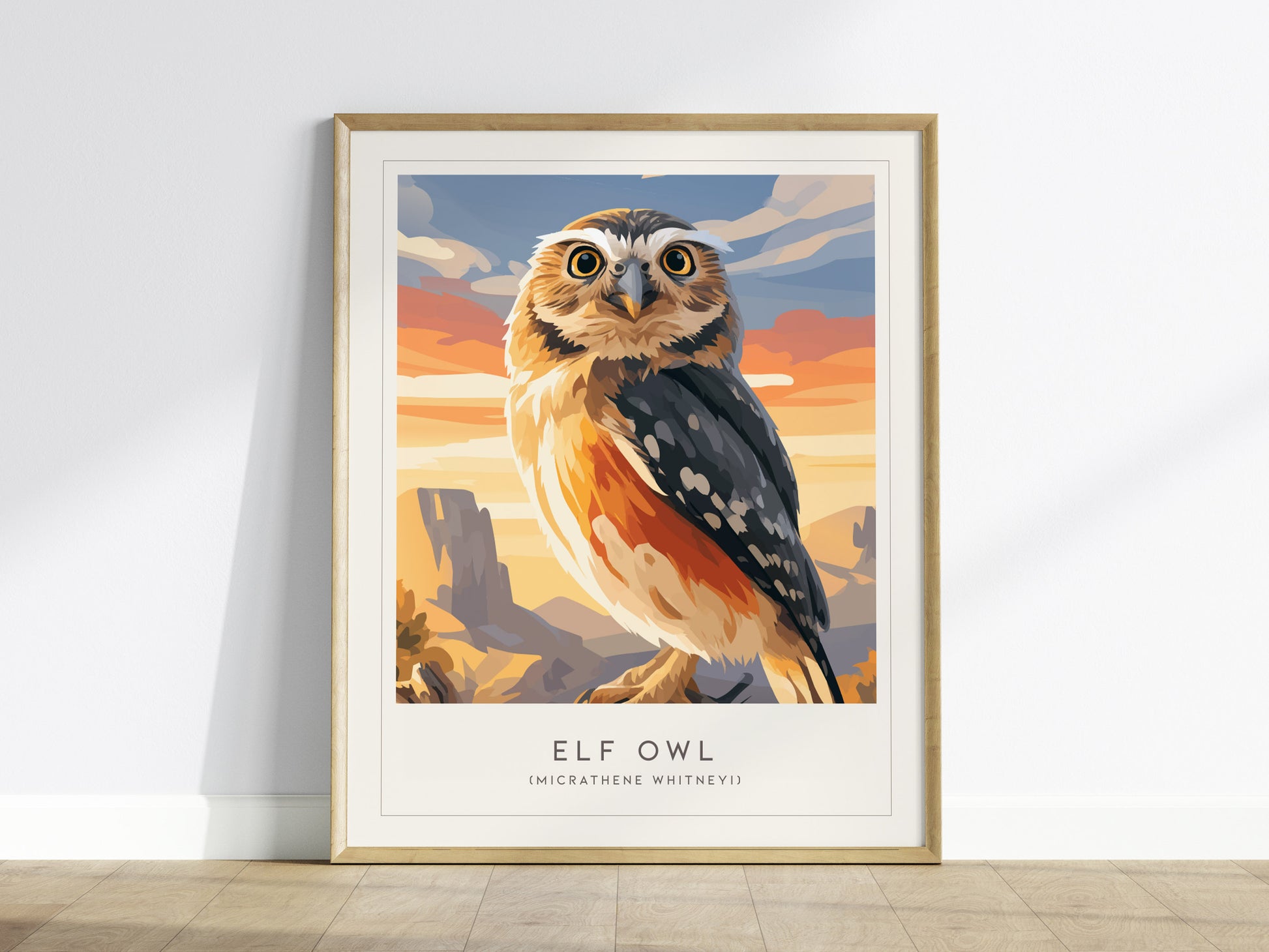 Elf Owl Poster | Desert Night Tiny Owl Wall Art — framed wall art