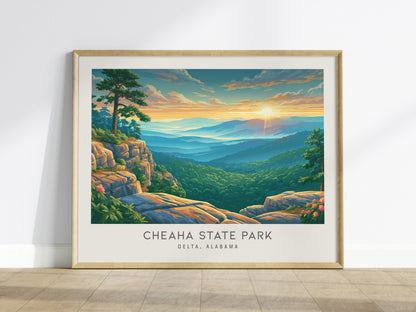 Cheaha State Park Landscape Matte Border Poster | Delta, Alabama Travel Wall Art Framed or Unframed — framed wall art