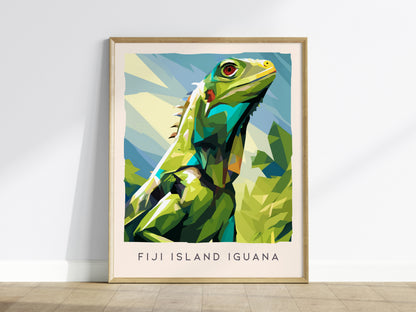 Fiji Island Iguana Poster | Tropical Reptile Paradise Wildlife Wall Art — framed wall art