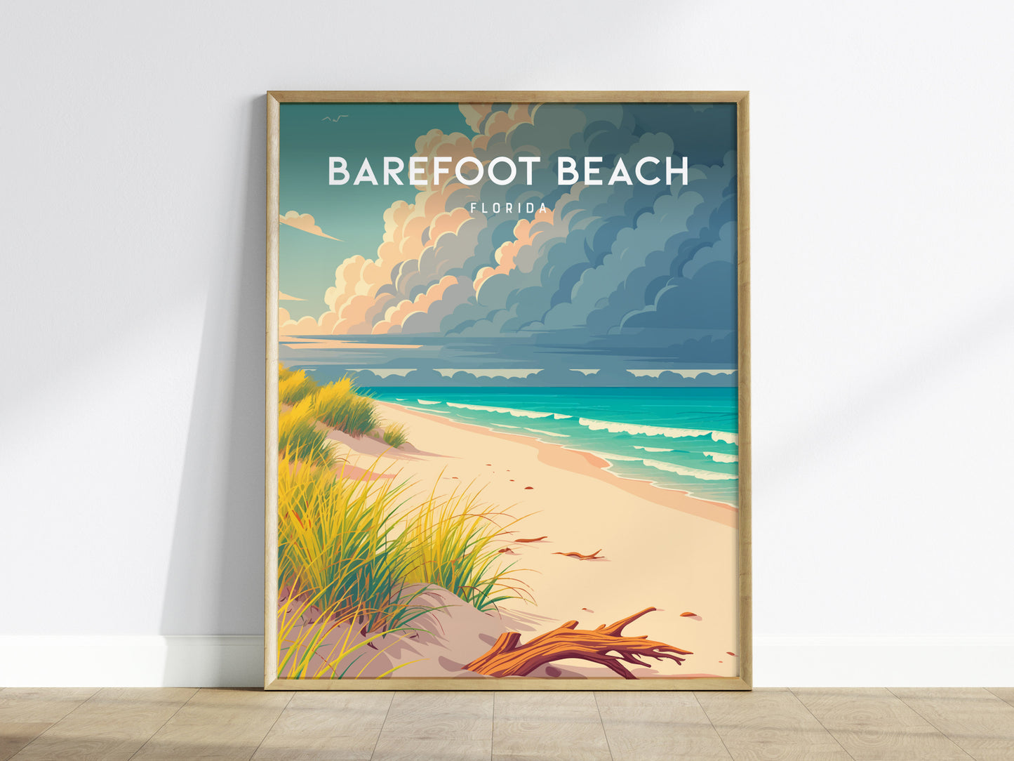 Barefoot Beach, Florida Poster | Sun-Drenched Gulf Coast Art Wall Art — framed wall art