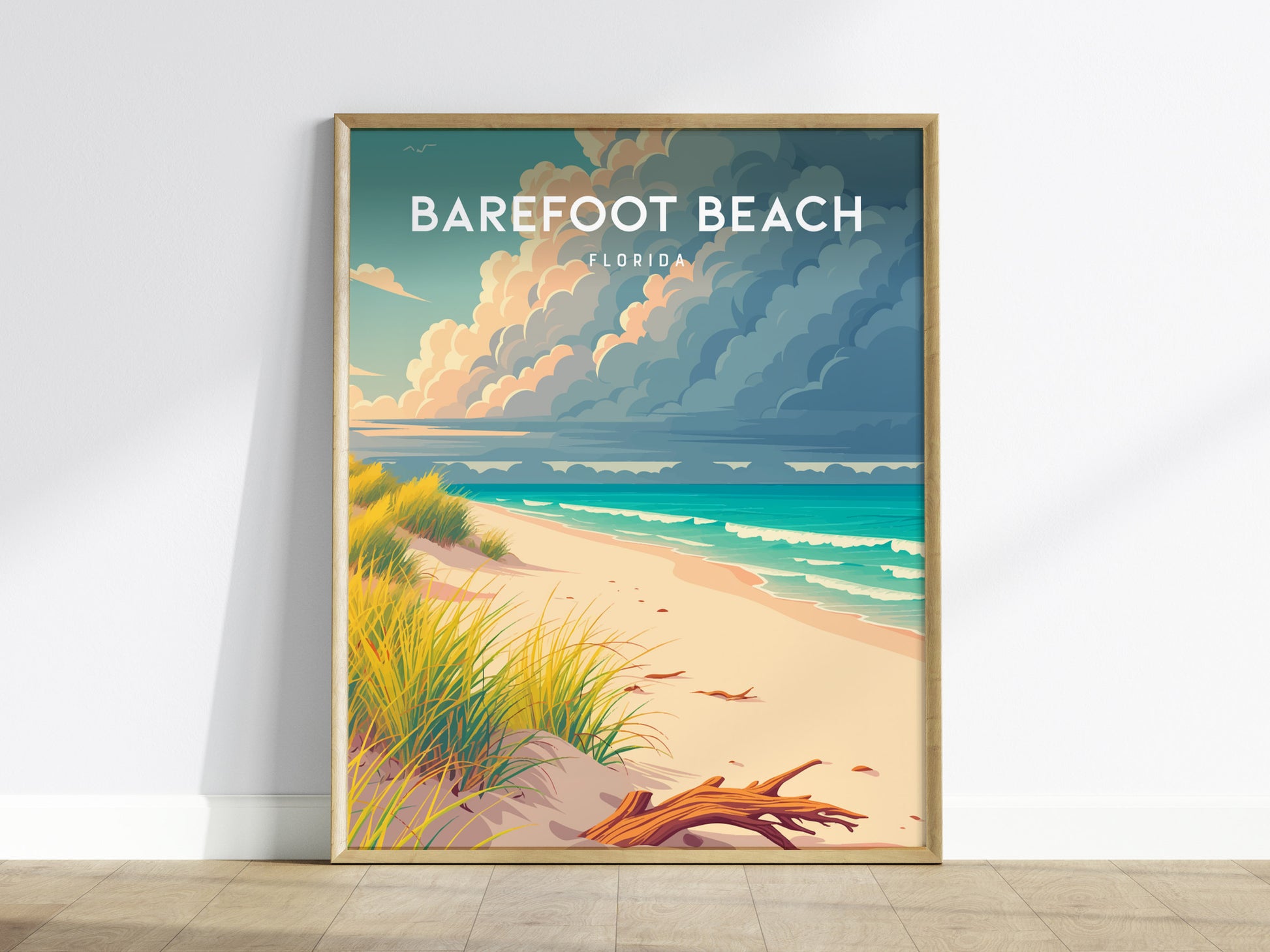 Barefoot Beach, Florida Poster | Sun-Drenched Gulf Coast Art Wall Art — framed wall art