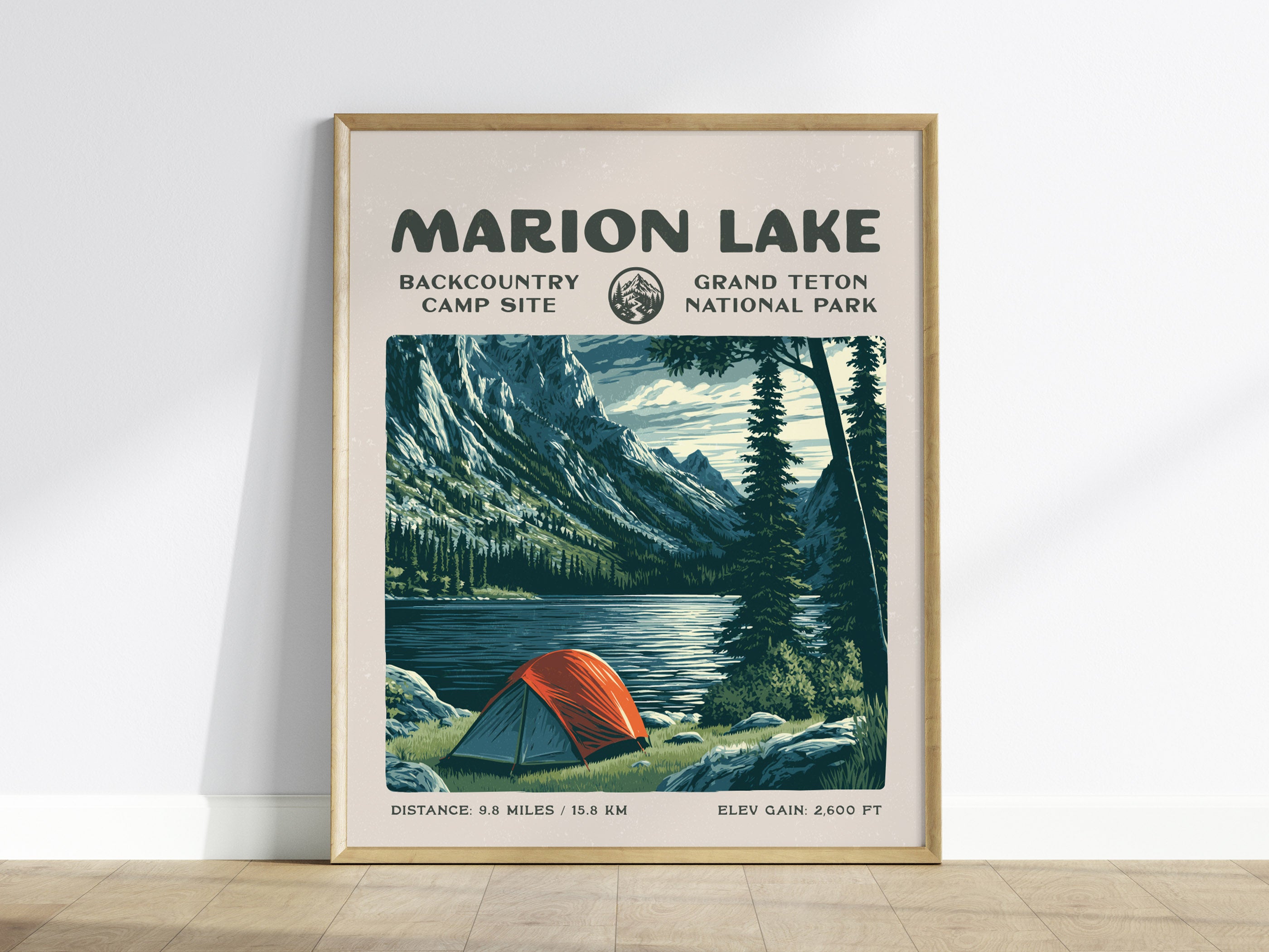 アートポスター Le pêcheur Marion Bretagne Marion Lake, Grand Teton Poster | Hiker Gift | Alpine Wilderness