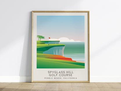 Spyglass Hill Golf Course Matte Border Poster | Pebble Beach, California Travel Wall Art — framed wall art