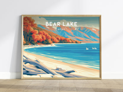 Bear Lake, Utah Landscape Poster | Tropical Beach Print Framed or Unframed Wall Art — framed wall art